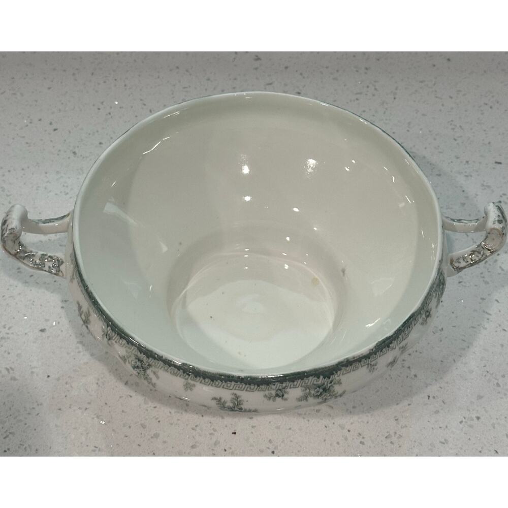 Antique Vintage John Maddock & Sons Hamilton Green Royal Vitreous Round Soup - Picture 4 of 5